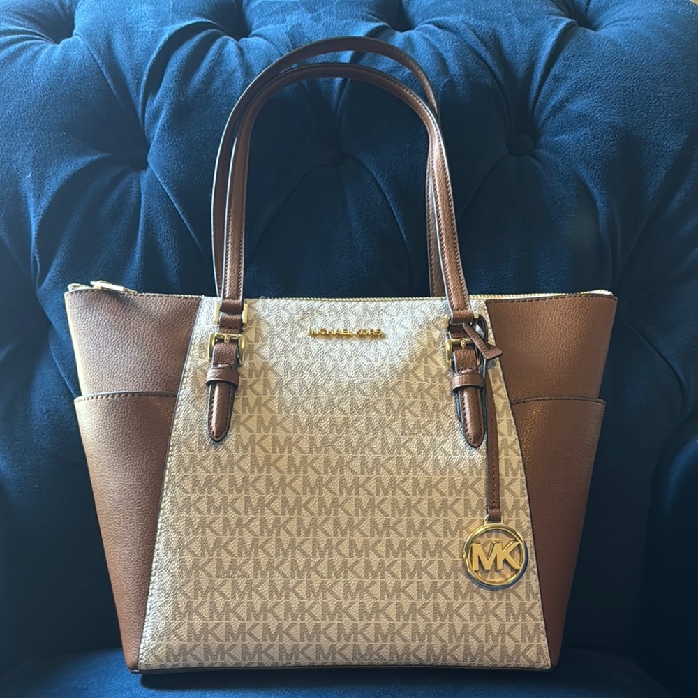 Michael Kors Brown and Cream Monogram Tote